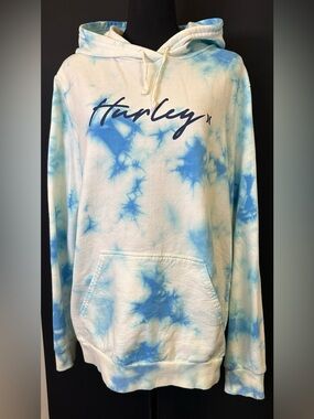 #139- Hurley White and Light Blue Tie-Dye Pullover Hoodie